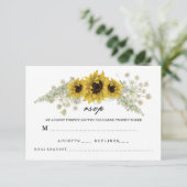 Romantische zonnebloem waterverf RSVP kaartje (Staand voorkant)