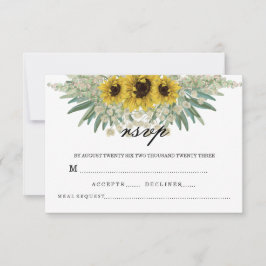 Romantische zonnebloem waterverf RSVP kaartje