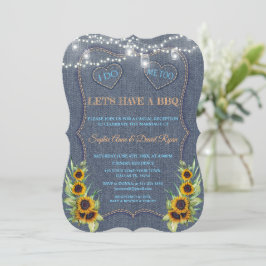 Romantische zonnebloemen denim slingerlichten I DO Kaart