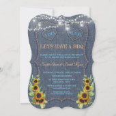 Romantische zonnebloemen denim slingerlichtjes I D Kaart (Voorkant)