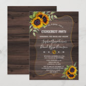 Romantische Zonnebloemen Hout Engagement Party Kaart (Voorkant / Achterkant)