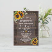 Romantische Zonnebloemen Hout Engagement Party Kaart (Staand voorkant)