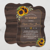 Romantische zonnebloemen houten Sweet Sixteen-fees Kaart (Voorkant / Achterkant)