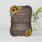 Romantische zonnebloemen houten Sweet Sixteen-fees Kaart (Staand voorkant)