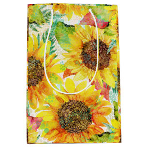 Romantische zonnebloemen Middelgrote Gift Bag Medium Cadeauzakje