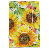 Romantische zonnebloemen Middelgrote Gift Bag Medium Cadeauzakje (Achterkant)