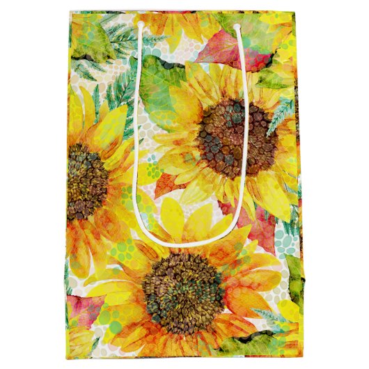 Romantische zonnebloemen Middelgrote Gift Bag Medium Cadeauzakje (Achterkant)