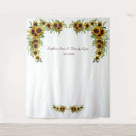 Romantische Zonnebloemen Trouwfeest Houten Fotohok Wandkleed
