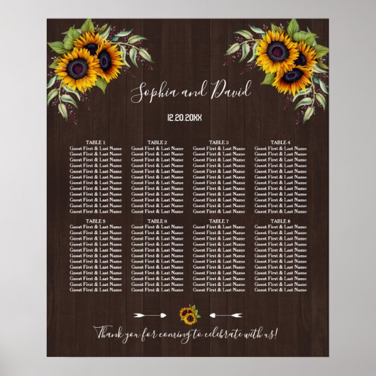 Romantische zonnebloemen Verspreidingskaart Poster (Voorkant)