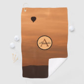 Romantische zonnebrand ballonmonogram golfhanddoek (Insitu)
