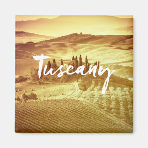 Romantische zonnige Toscane Italië borstel typogra Magneet