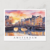 Romantische zonsondergang Amsterdam Canal Waterver Briefkaart (Voorkant)