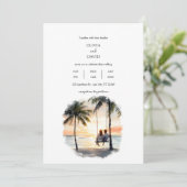 Romantische Zonsondergang Beachside Swing Palm Tre Kaart (Staand voorkant)