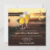 Romantische Zonsondergang Bier Bruiloft Uitnodigin Kaart (Voorkant)