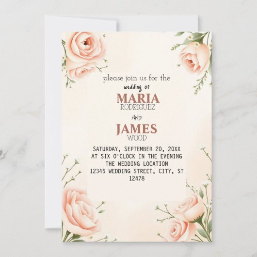 Romantische Zonsondergang Bloemige Trouw Uitnodigi Kaart (Voorkant)