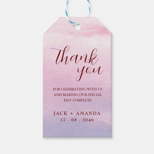 Romantische zonsondergang bruiloft decoratie verpa cadeaulabel (Voorkant)