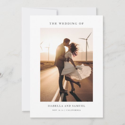 Romantische zonsondergang foto bruiloft kaart (Voorkant)