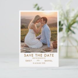 romantische zonsondergang foto save the date kaart