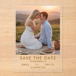 romantische zonsondergang foto save the date kaart acryl uitnodigingen