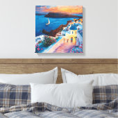 Romantische zonsondergang in Santorini Canvas Afdruk (Insitu (Slaapkamer))