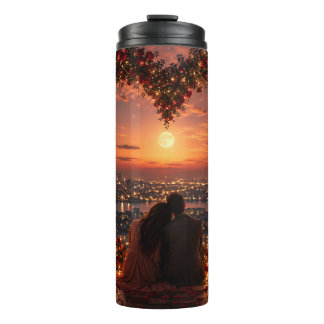 Romantische zonsondergang Koppel Tumbler – Maanlic Thermosbeker