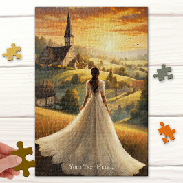  romantische zonsondergang landschapskunst puzzel