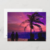 Romantische zonsondergang op een strand, postkaart (Voorkant / Achterkant)