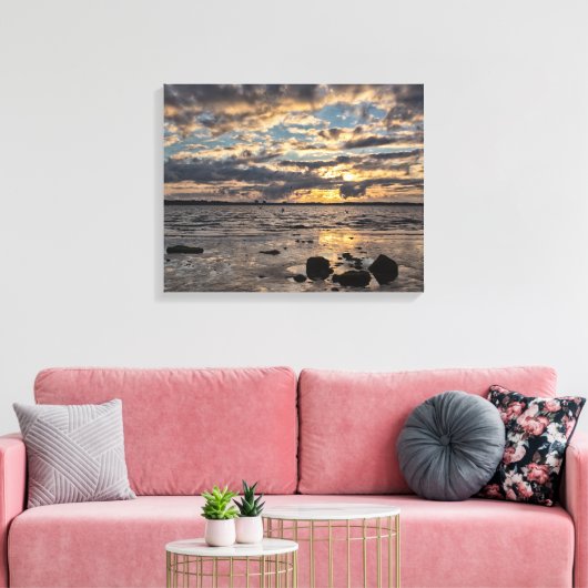 Romantische zonsondergang over het Baltische Zee Canvas Afdruk (Insitu (Woonkamer))