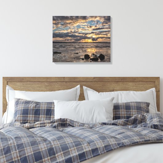 Romantische zonsondergang over het Baltische Zee Canvas Afdruk (Insitu (Slaapkamer))