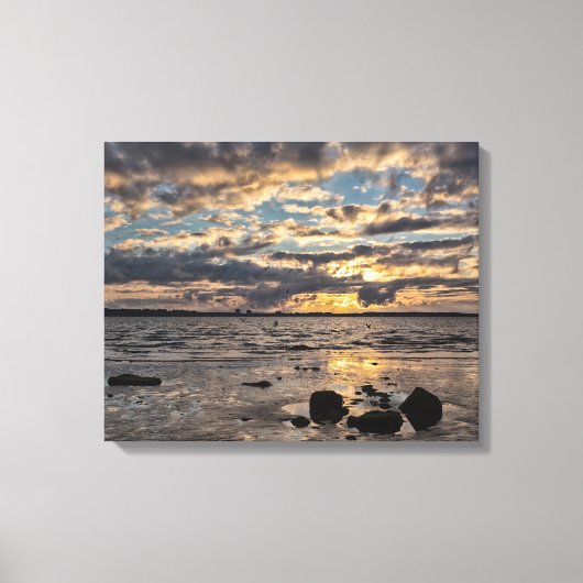 Romantische zonsondergang over het Baltische Zee Canvas Afdruk (Voorkant)