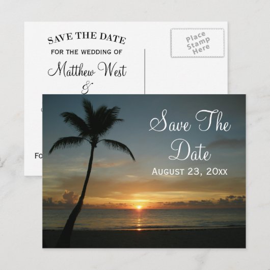 Romantische zonsondergang Save the Date Wedding Ka Aankondigingskaart (Voorkant / Achterkant)