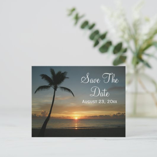 Romantische zonsondergang Save the Date Wedding Ka Aankondigingskaart (Staand voorkant)