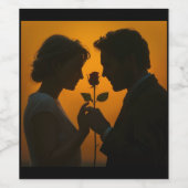 Romantische Zonsondergang Silhouet Wijn Etiket (Enkel label)