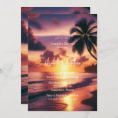 Romantische zonsondergang strand koppels douche kaart (Voorkant / Achterkant)