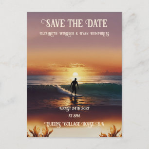 Romantische zonsondergang strand scene met tropisc briefkaart