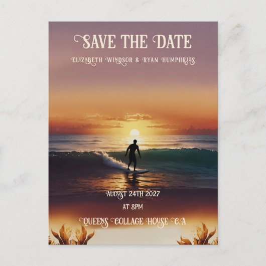 Romantische zonsondergang strand scene met tropisc briefkaart (Voorkant)