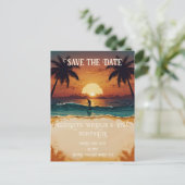 Romantische zonsondergang strand scene met tropisc briefkaart (Staand voorkant)