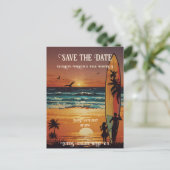 Romantische zonsondergang strand scene met tropisc briefkaart (Staand voorkant)