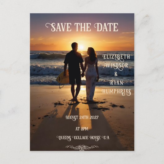 Romantische zonsondergang strand scene met tropisc briefkaart (Voorkant)