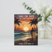 Romantische zonsondergang strand scene met tropisc briefkaart (Staand voorkant)