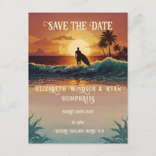 Romantische zonsondergang strand scene met tropisc briefkaart