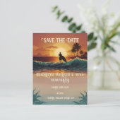 Romantische zonsondergang strand scene met tropisc briefkaart (Staand voorkant)