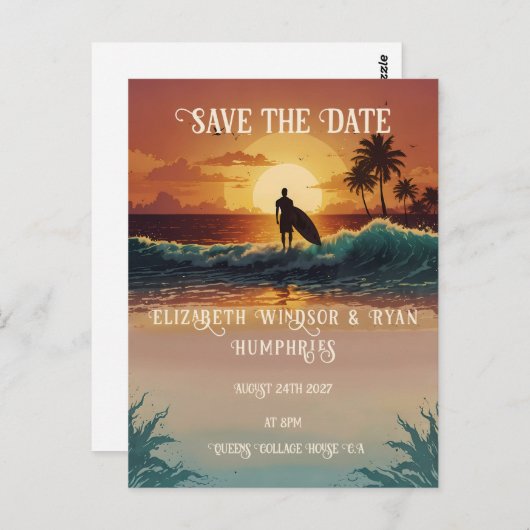 Romantische zonsondergang strand scene met tropisc briefkaart (Voorkant / Achterkant)