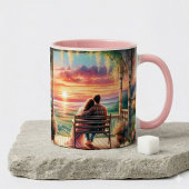 Romantische Zonsondergang Veranda Illustratie Mok