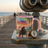 Romantische Zonsondergang Veranda Illustratie Mok