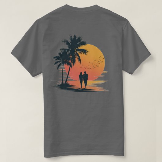 Romantische Zonsondergangswandeling T-shirt (Design achterkant)