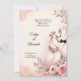 Romantische Zwaan Bruid en Bruidegom Blush Roze Bl Kaart