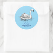 Romantische Zwaan bruiloft Dank u Ronde Sticker (Tas)