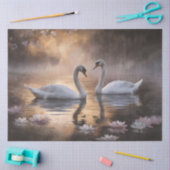 Romantische Zwaan Hart Kersenbloesem Tissuepapier (Craft)