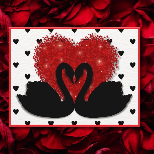 Romantische Zwaan Hart Valentijnsdag Feestdagenkaart